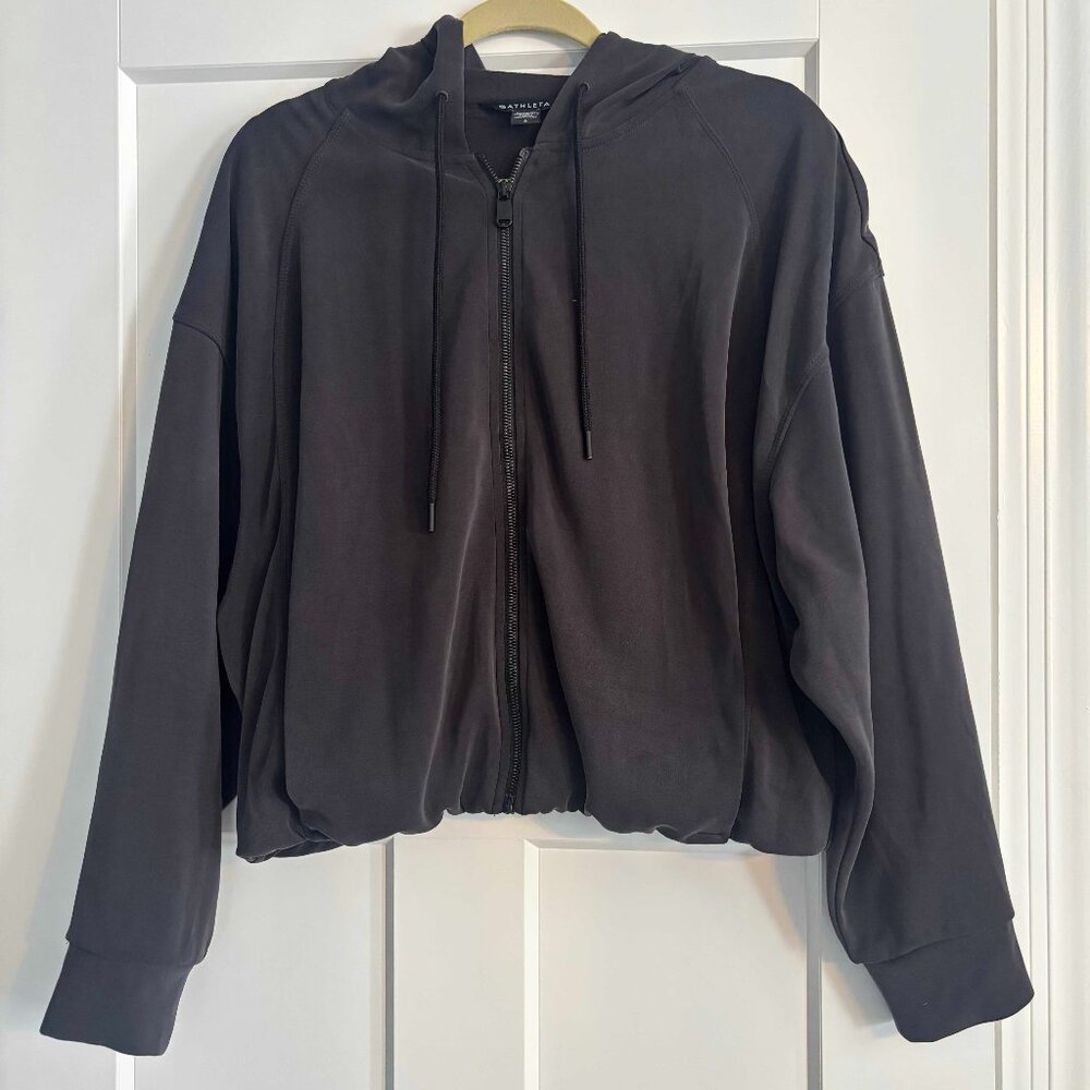 Athleta Seasoft Bubble Hem Full Zip Hoodie - Black - L